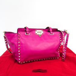 Valentino Garavani Rock Studs Women's Leather Handbag Rose Pink