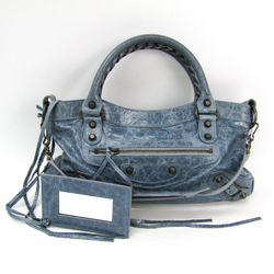 Balenciaga Fast 103208 Leather Handbag Dark Blue