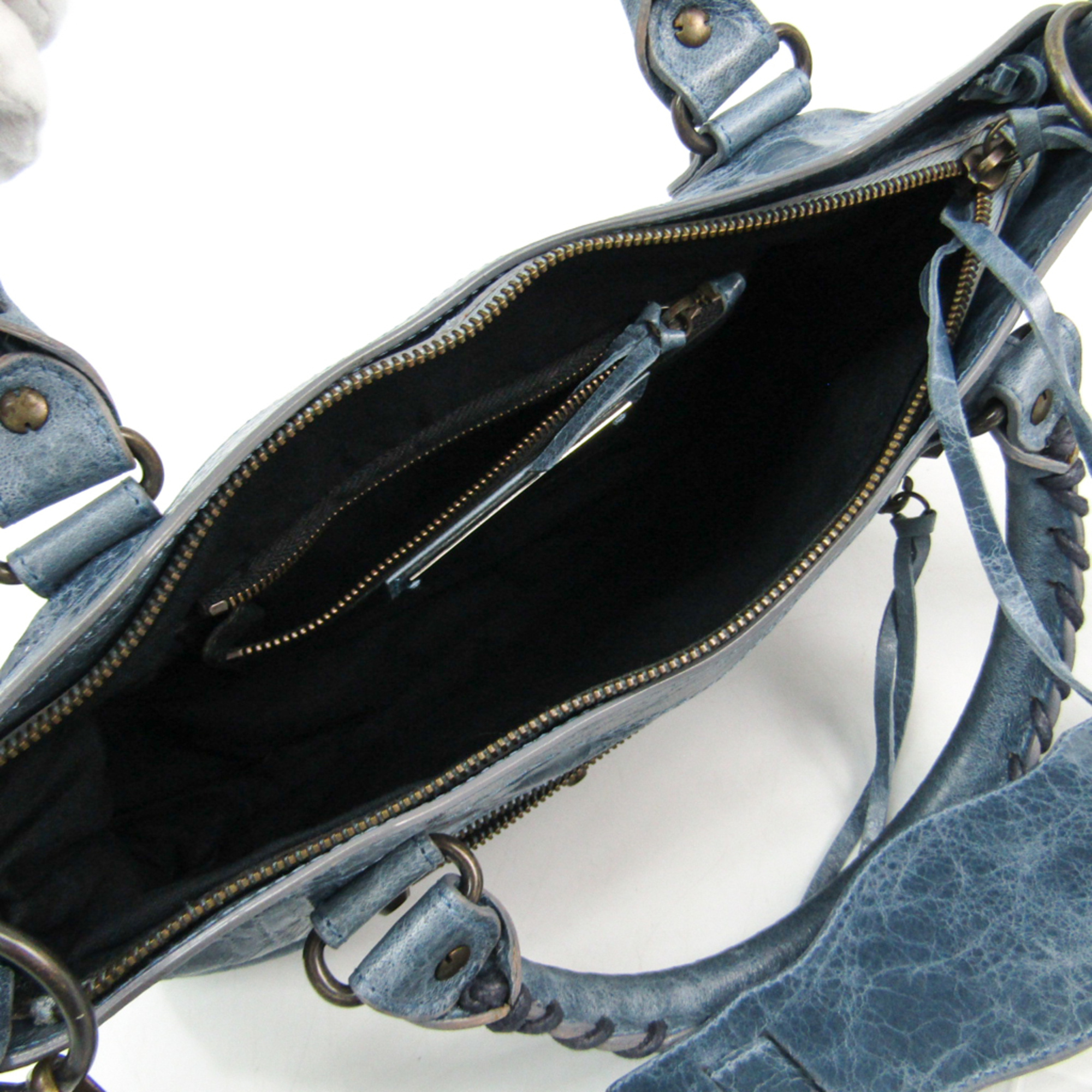 Balenciaga Fast 103208 Leather Handbag Dark Blue