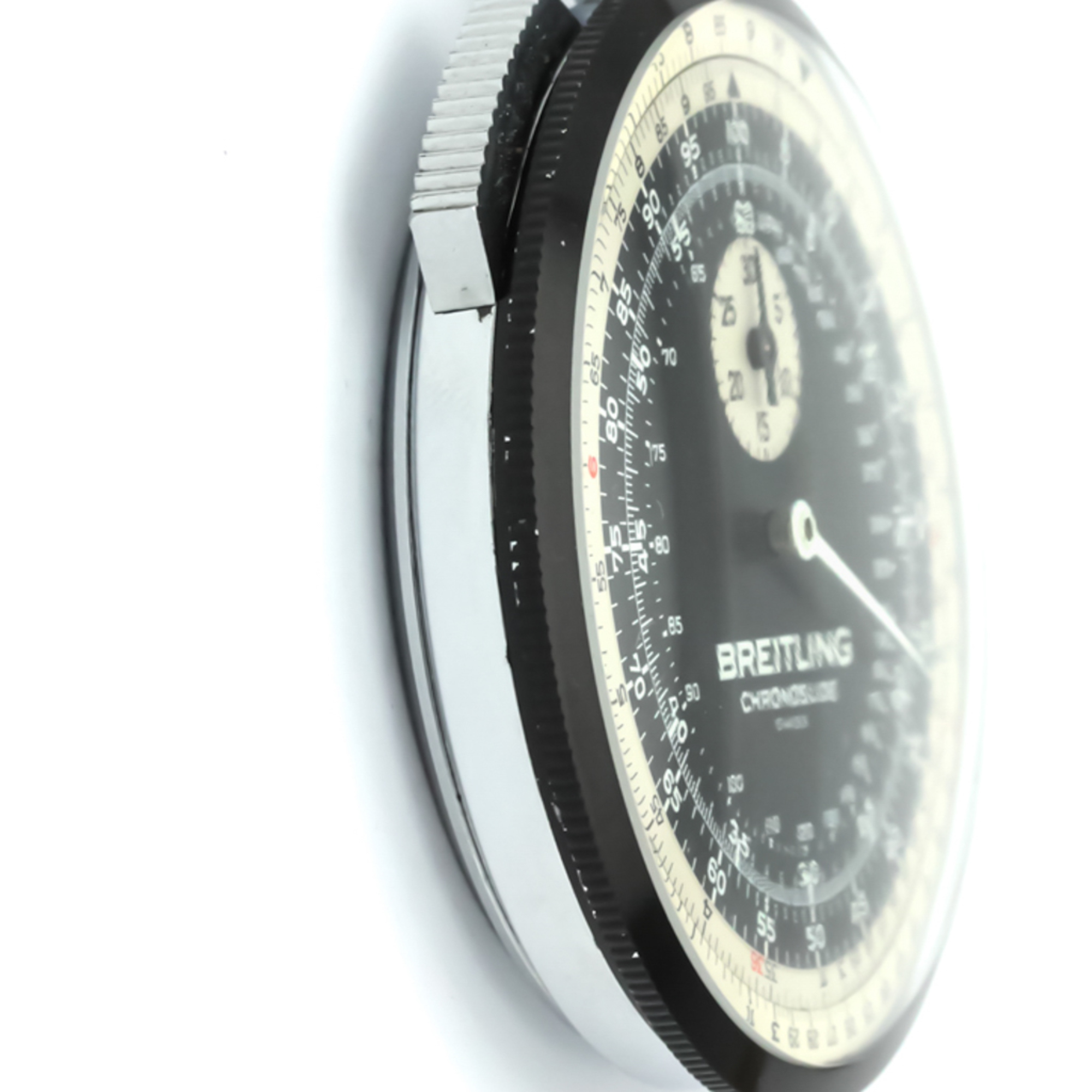 Breitling Chrono Slide 1577 Stainless Steel Mechanical Pocket Watch Black
