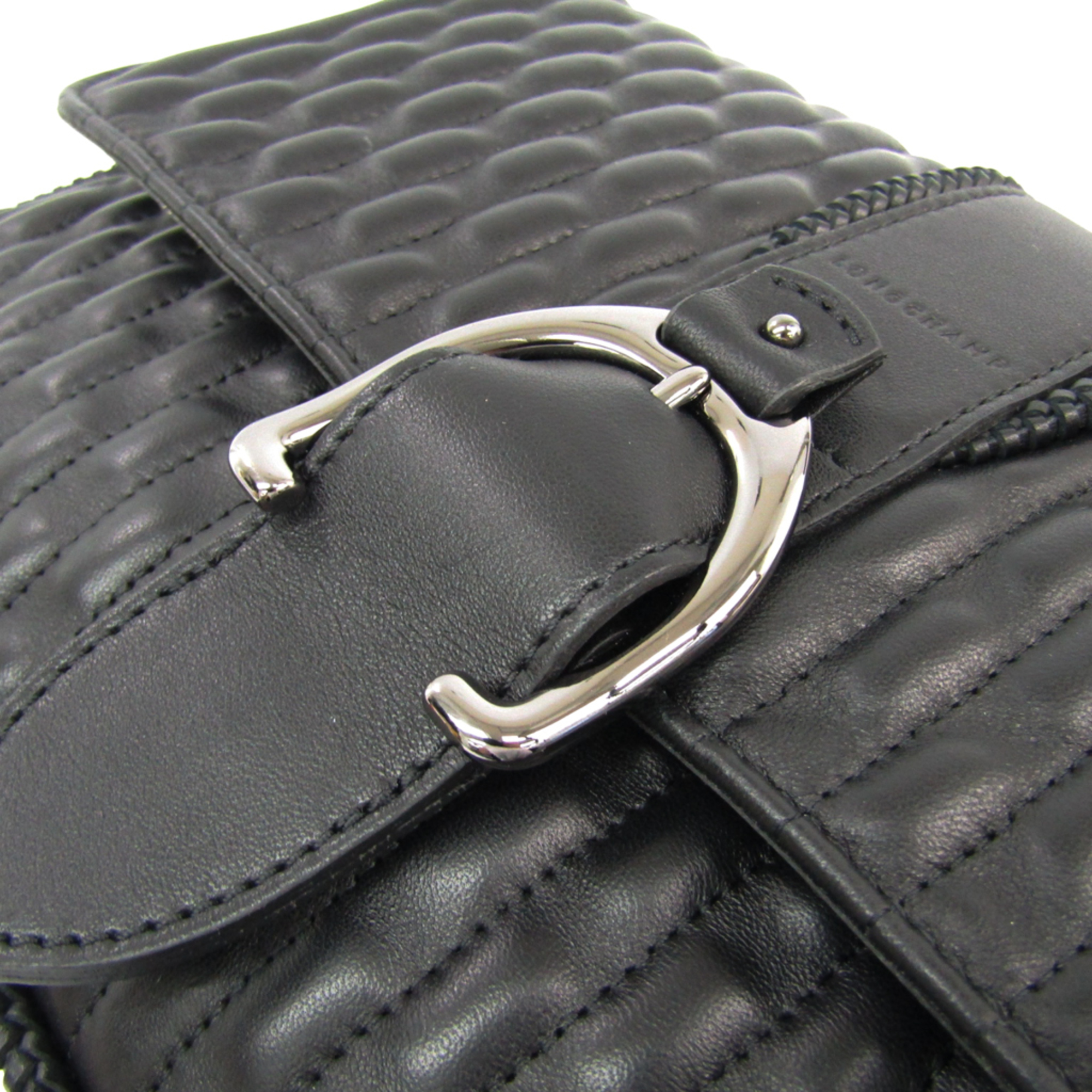 Longchamp Amazone 1358 941 001 Women's Leather Shoulder Bag Black