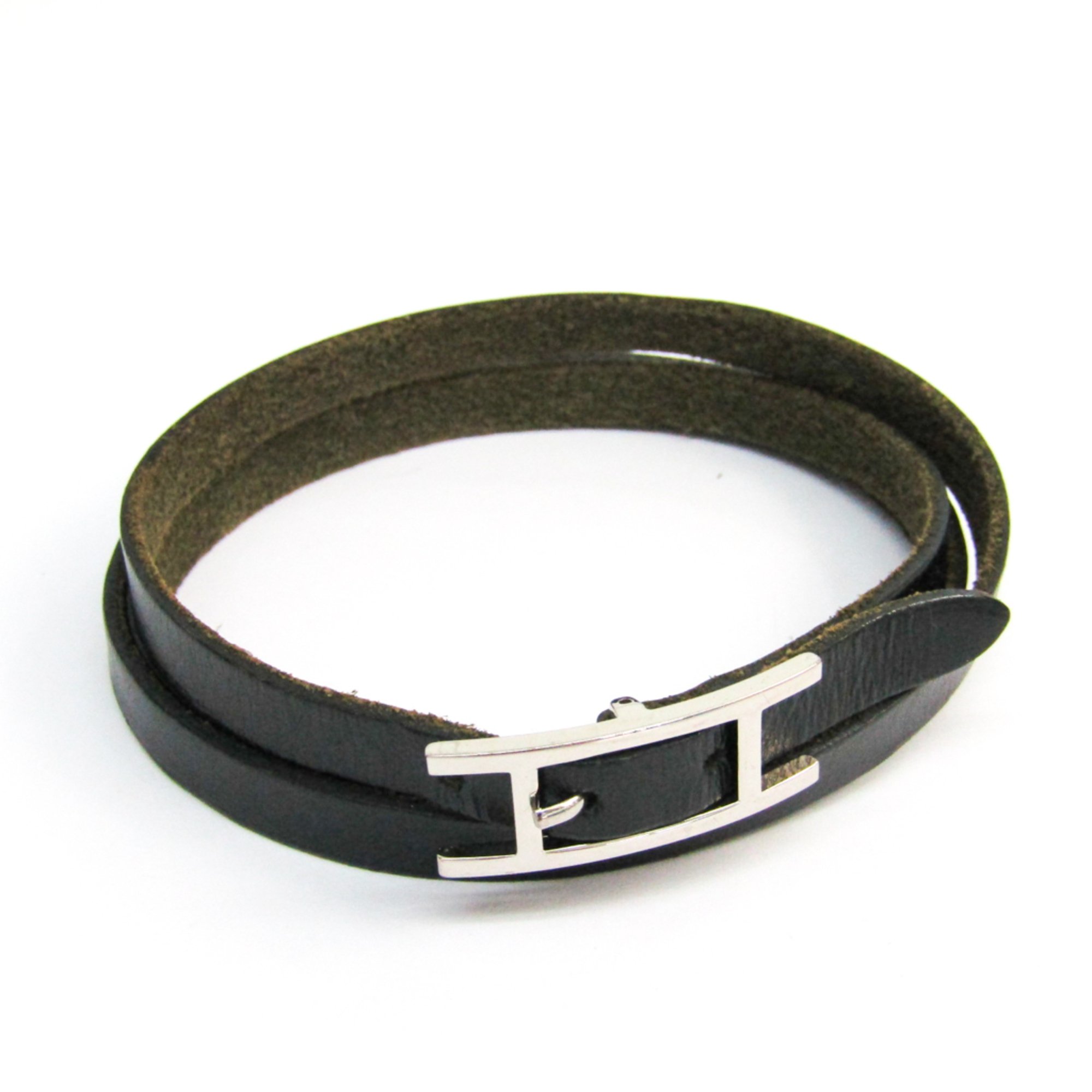 Hermes Hapi III Leather Unisex Choker Necklace (Black)