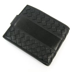 Bottega Veneta Intrecciato Unisex Leather Wallet (bi-fold) Black