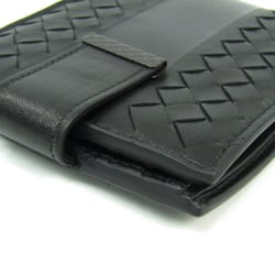 Bottega Veneta Intrecciato Unisex Leather Wallet (bi-fold) Black