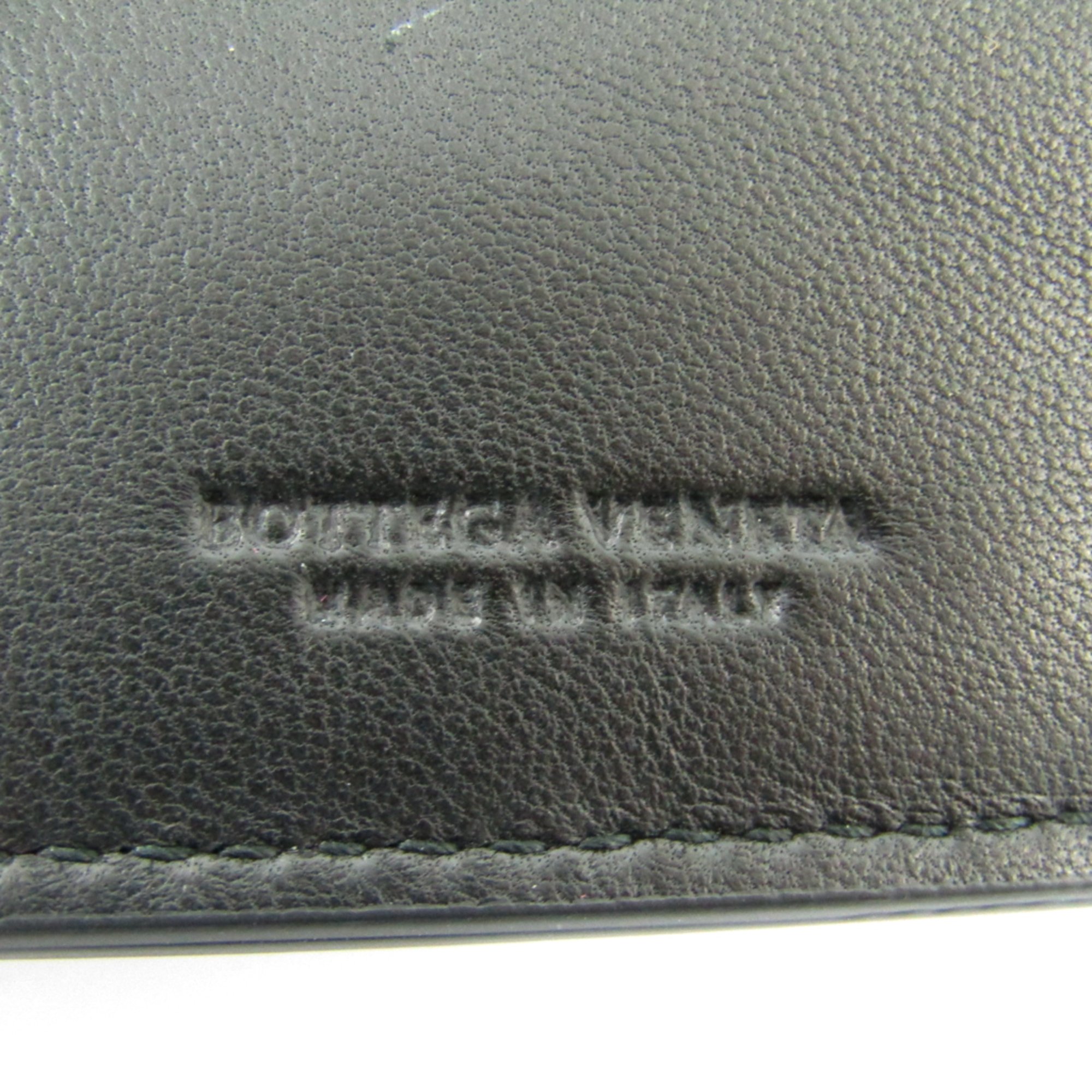 Bottega Veneta Intrecciato Unisex Leather Wallet (bi-fold) Black