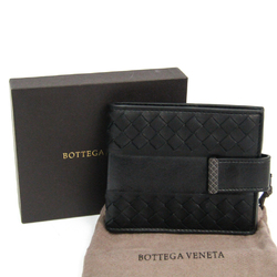 Bottega Veneta Intrecciato Unisex Leather Wallet (bi-fold) Black