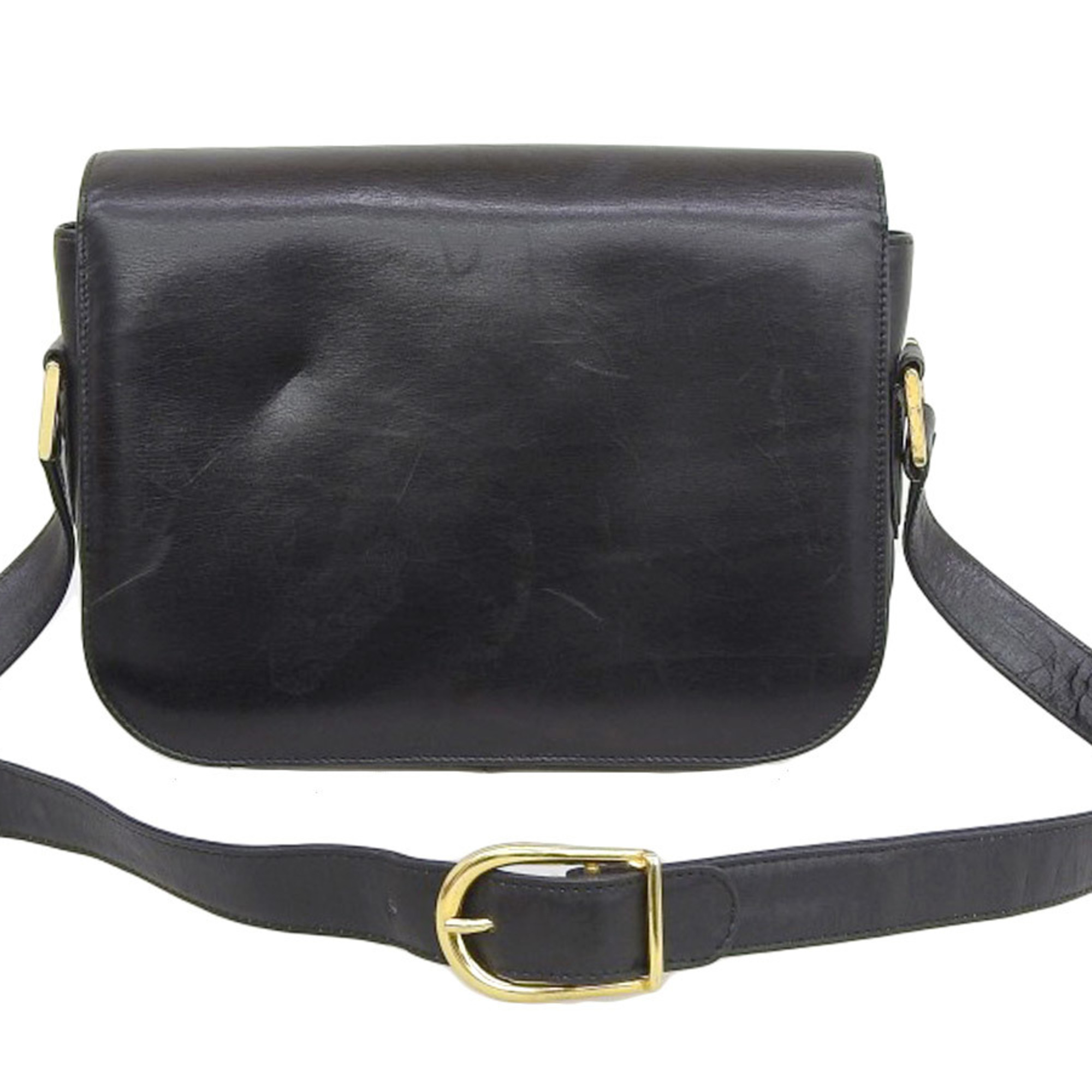 CELINE Celine calf leather vintage carriage metal shoulder bag black 20191108