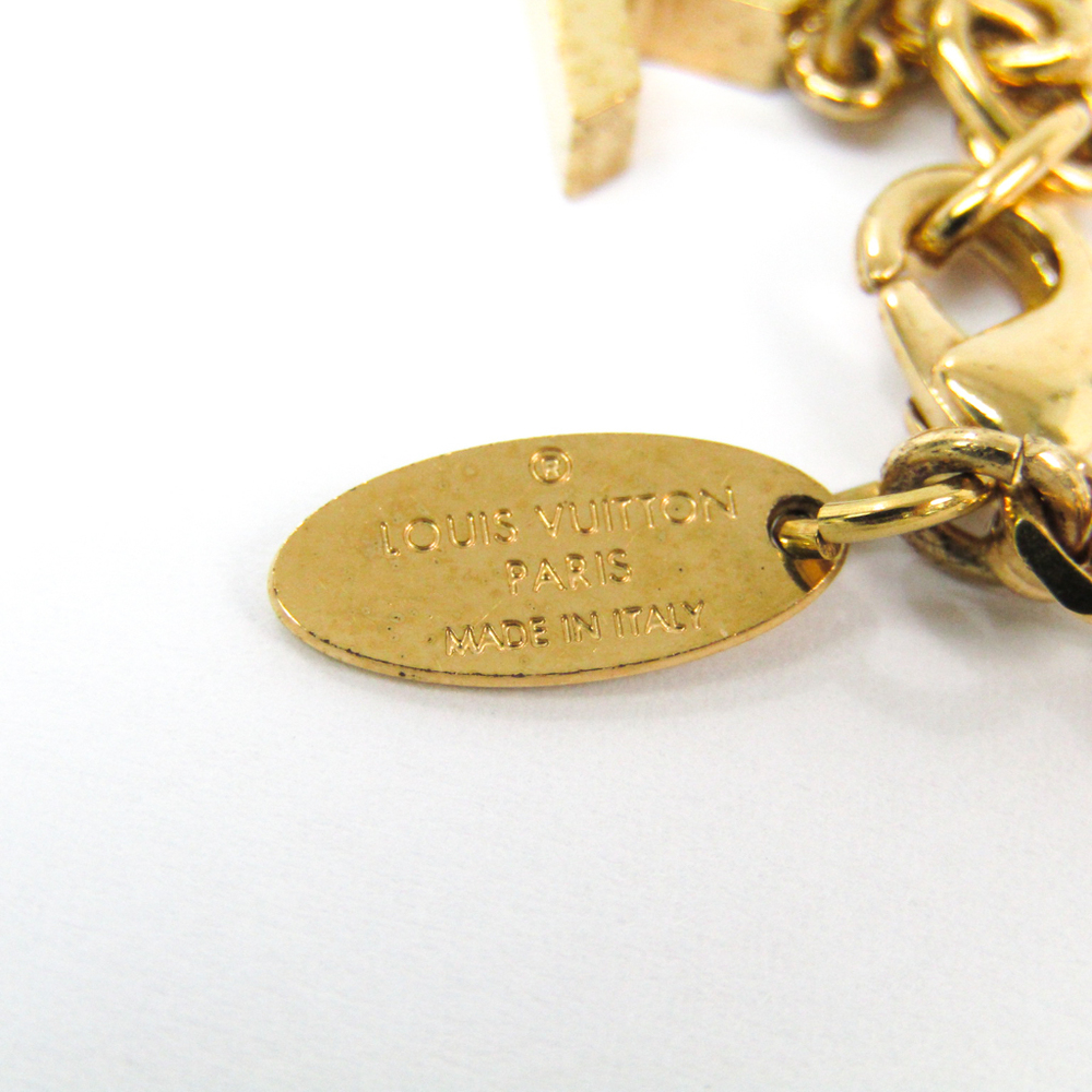 Auth Louis Vuitton Monogram Flower Charmy Pearl Chain Bracelet Gold w/Box  Unused
