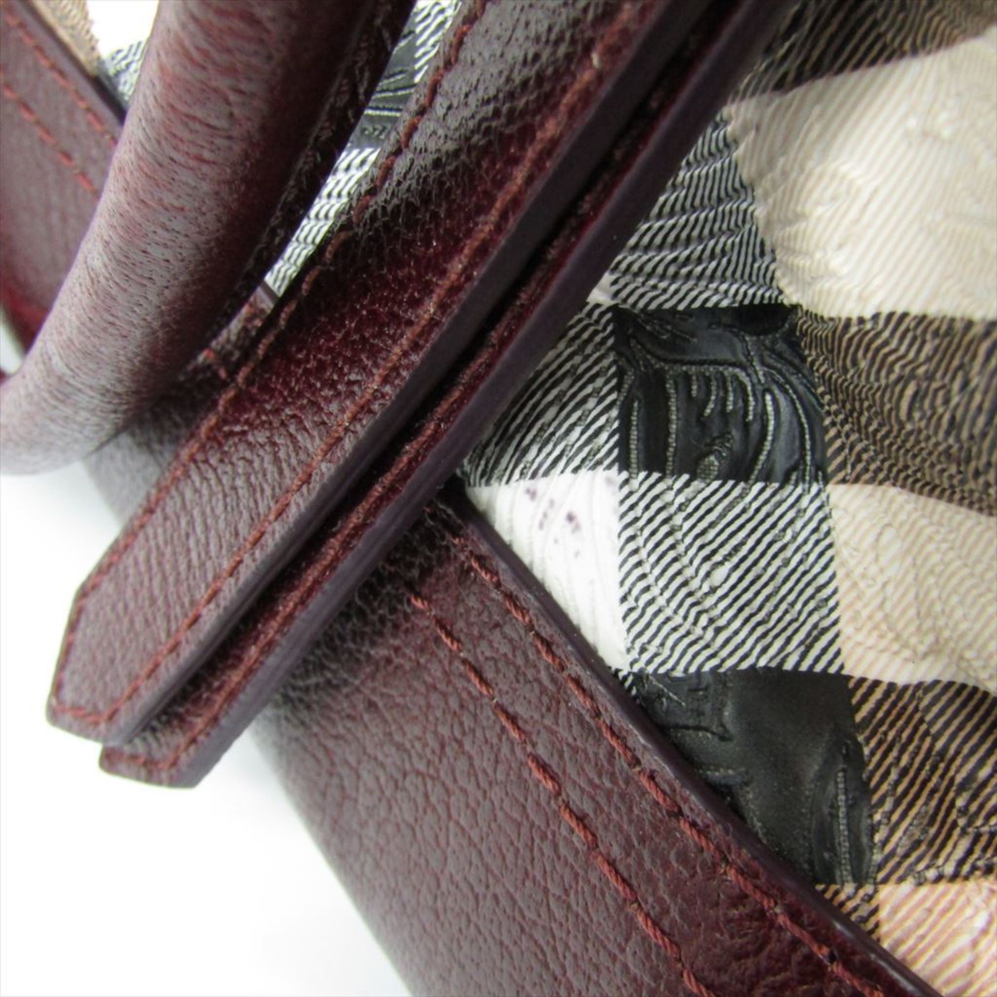 Burberry PVC,Leather Handbag Beige,Bordeaux Brown