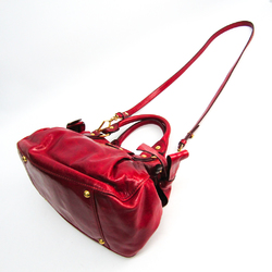 Miu Miu RN0686 Women's Leather Handbag Red