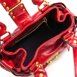 Miu Miu RN0686 Women's Leather Handbag Red