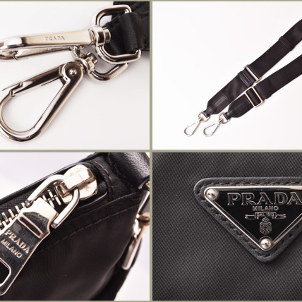 Prada shoulder bag clutch pouch 2way PRADA 1BH716 TESSUTO TESUT NERO black  | eLADY Globazone