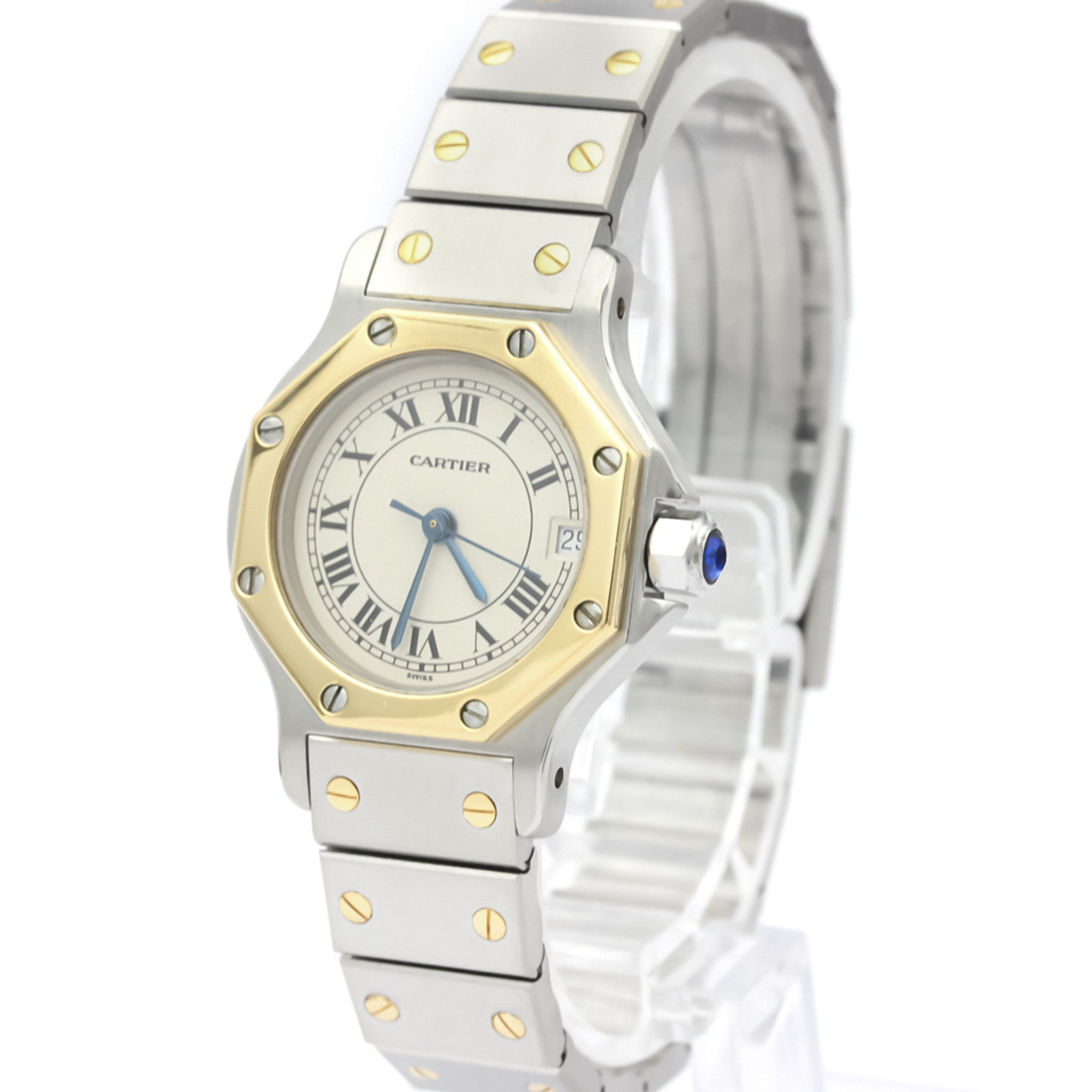 Cartier Santos Octagon Quartz Stainless Steel,Yellow Gold (18K) Women's Dress Watch 187903