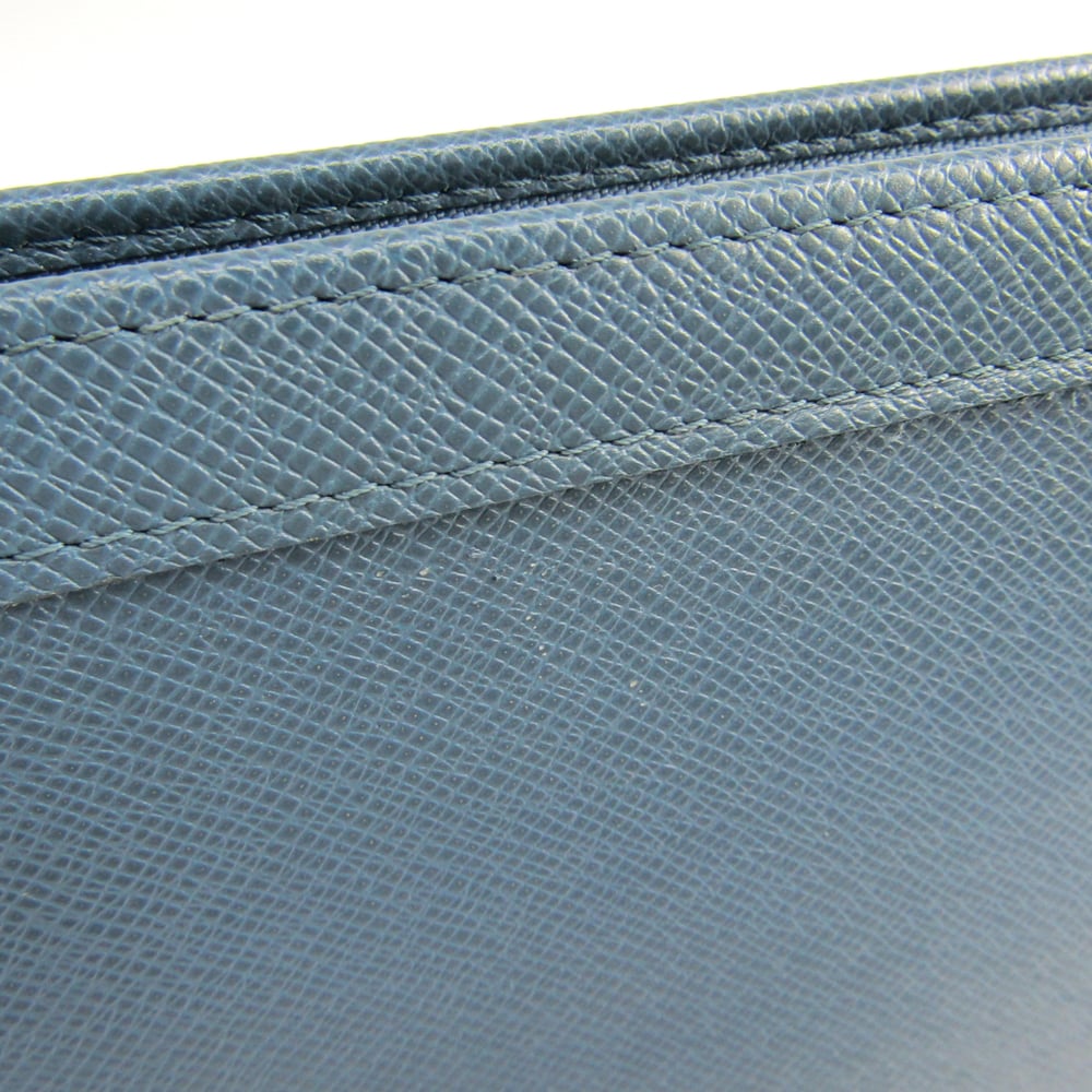 Louis Vuitton Clutch Bag Taiga Pochette Voyage MM Blue Leather Men's M