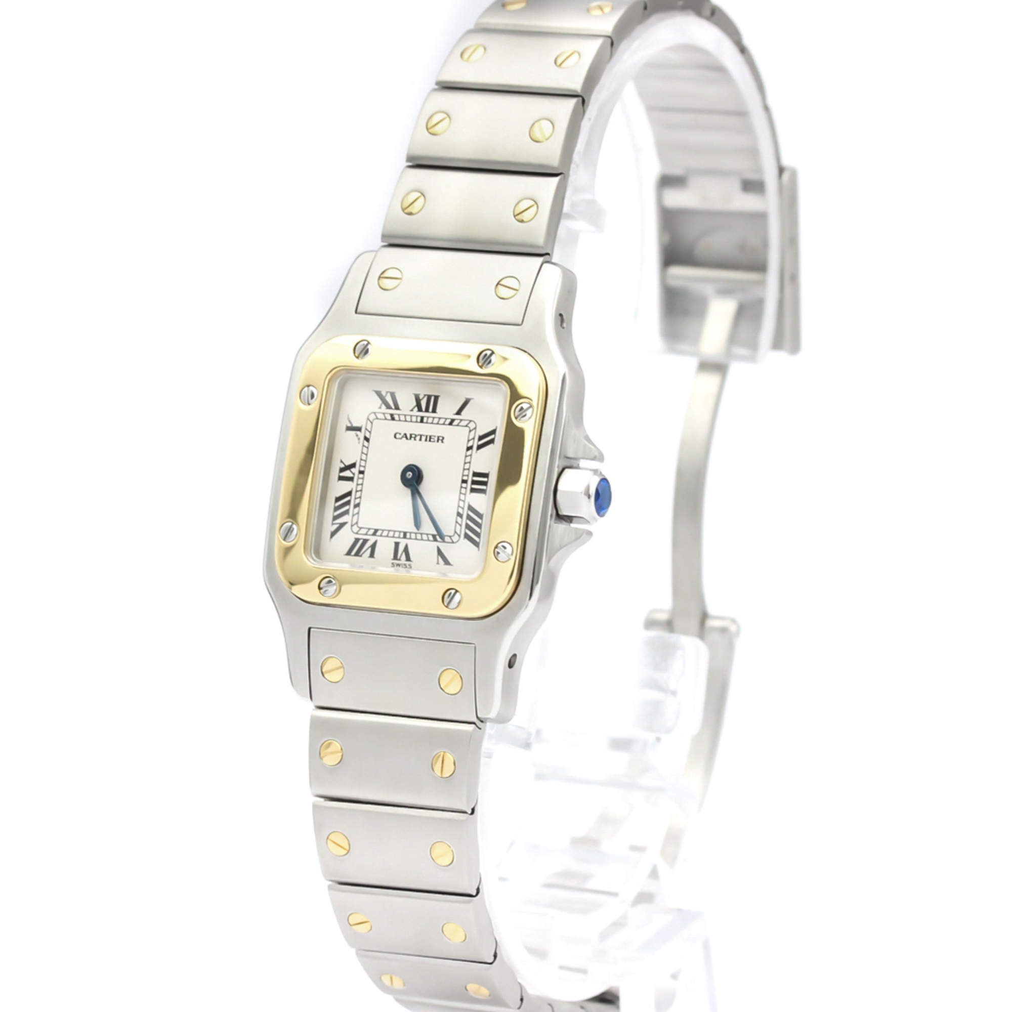 CARTIER Santos Galbee 18K Gold Steel Quartz Ladies Watch