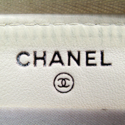 Chanel Logo Women's Leather Long Wallet (bi-fold) Bordeaux,White