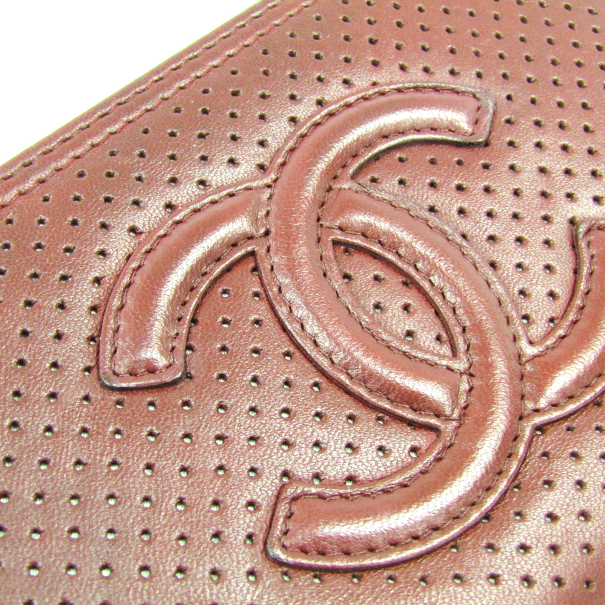 Chanel Logo Women's Leather Long Wallet (bi-fold) Bordeaux,White