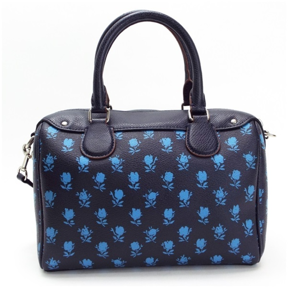 COACH Blue Leather Floral Prints with Pop Up Pouch Crossbody Bag #F38159