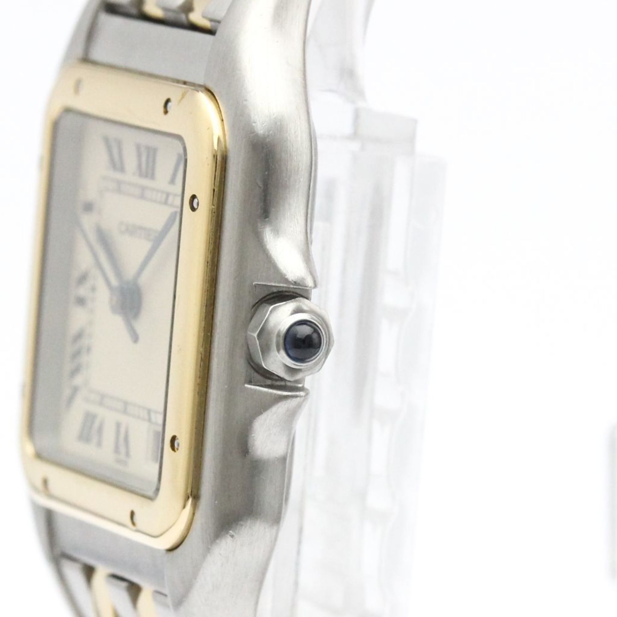 Polished CARTIER Panthere 18K Gold Steel Quartz Mid Size Watch 187949