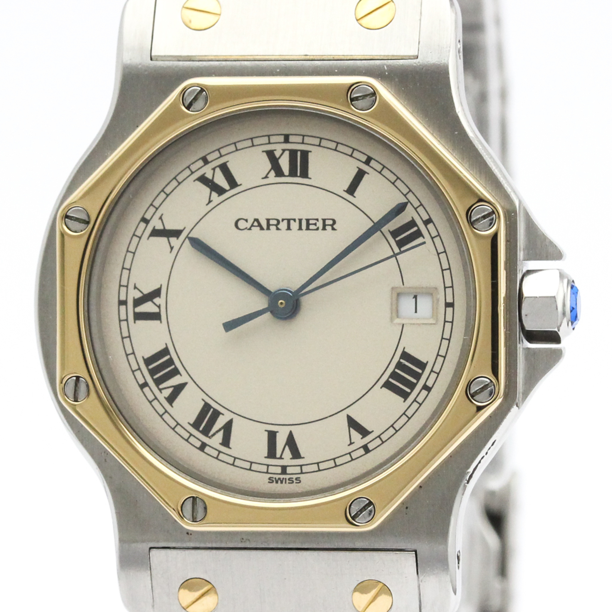 Cartier Santos Octagon Quartz Stainless Steel,Yellow Gold (18K) Women's Dress Watch 187902