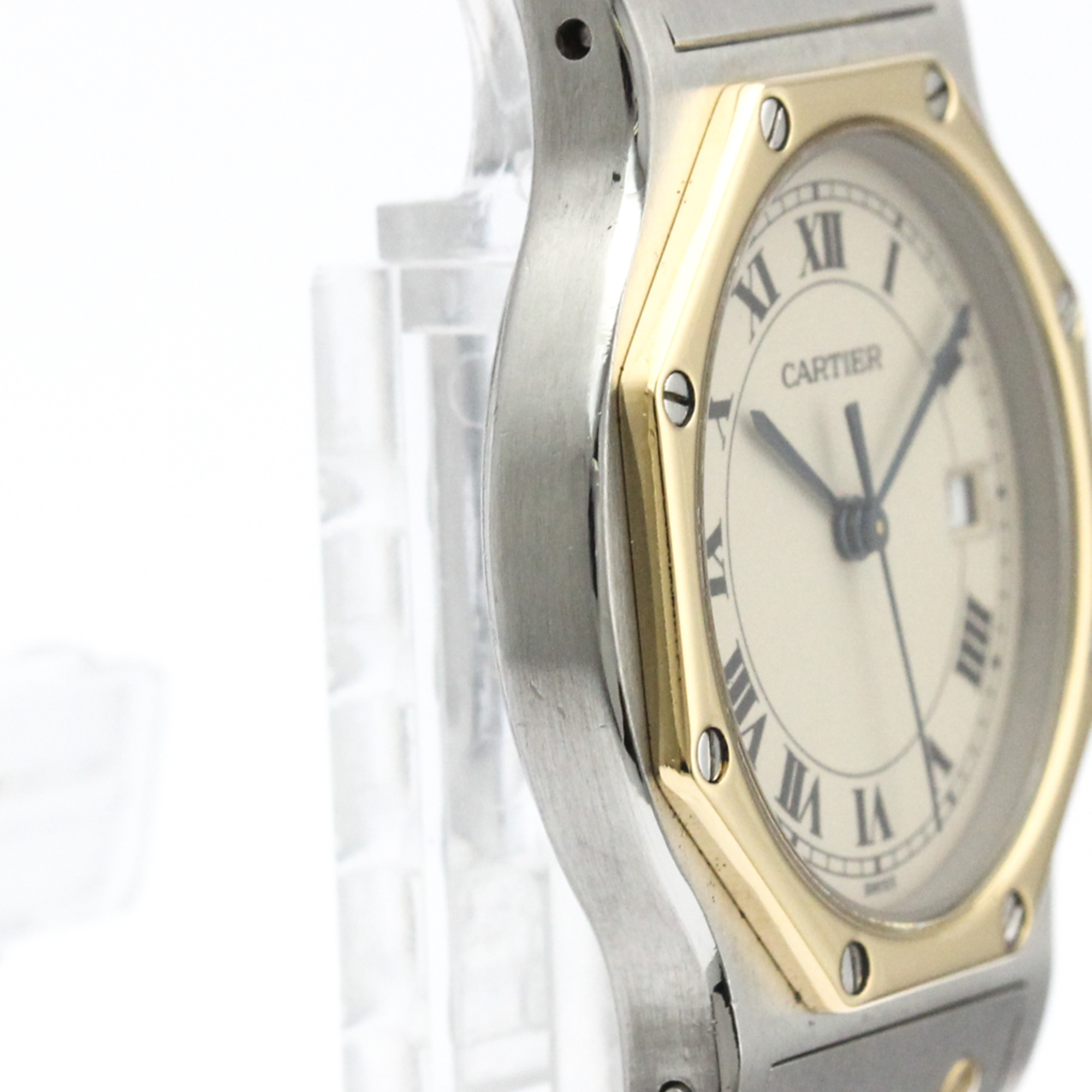 Cartier Santos Octagon Quartz Stainless Steel,Yellow Gold (18K) Women's Dress Watch 187902