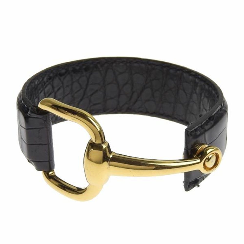 Dog tag leather bracelet Gucci Black in Leather - 33154452