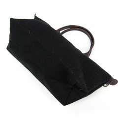 Longchamp Cut Work Women's Leather,Wool Handbag Black,Dark Brown