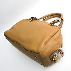 Prada VIT.DAINO BR3091 Women's Leather Boston Bag Beige