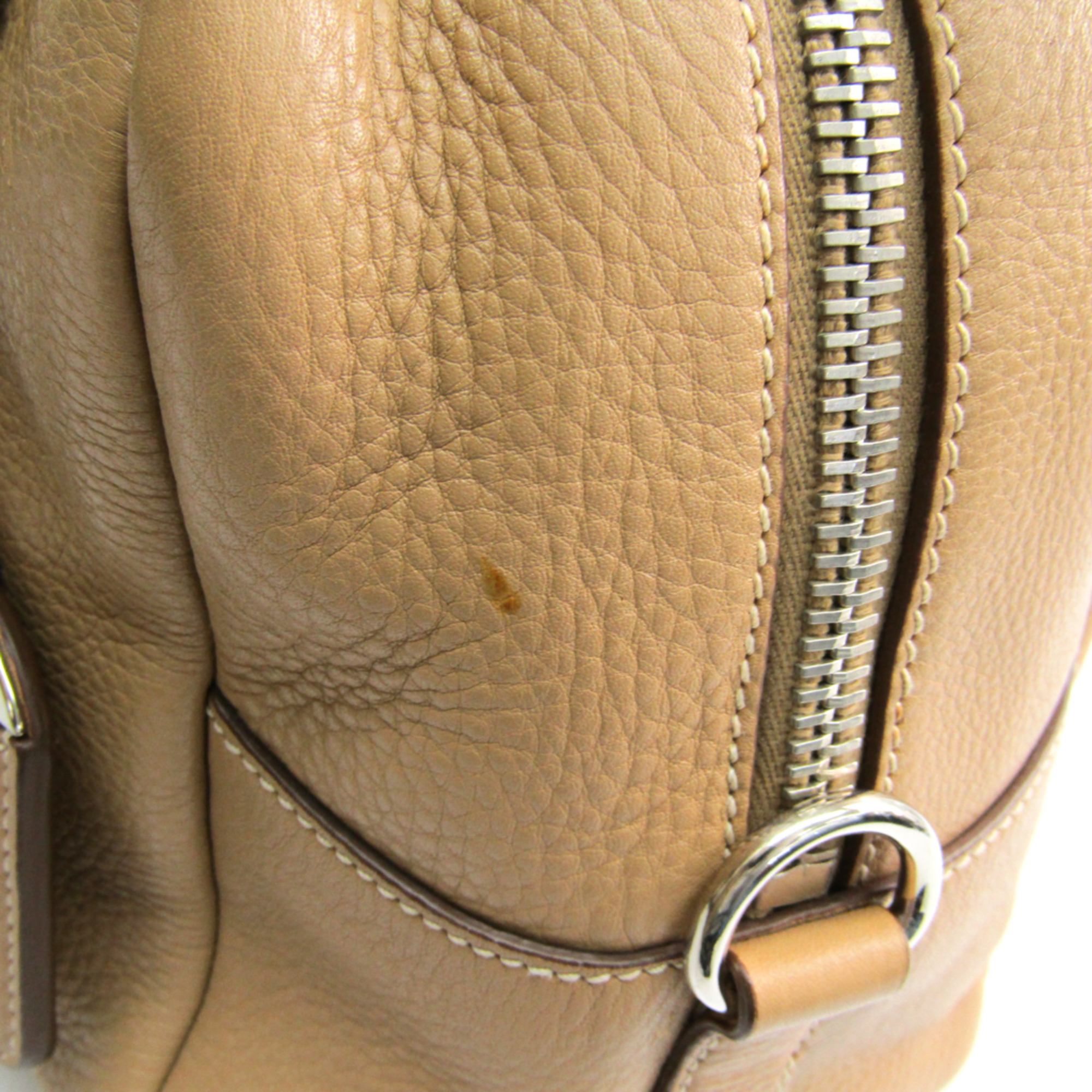 Prada VIT.DAINO BR3091 Women's Leather Boston Bag Beige