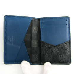 Louis Vuitton Organizer De Poche N64432 Damier Graphite Leather Card Case  Blue,Damier Graphite