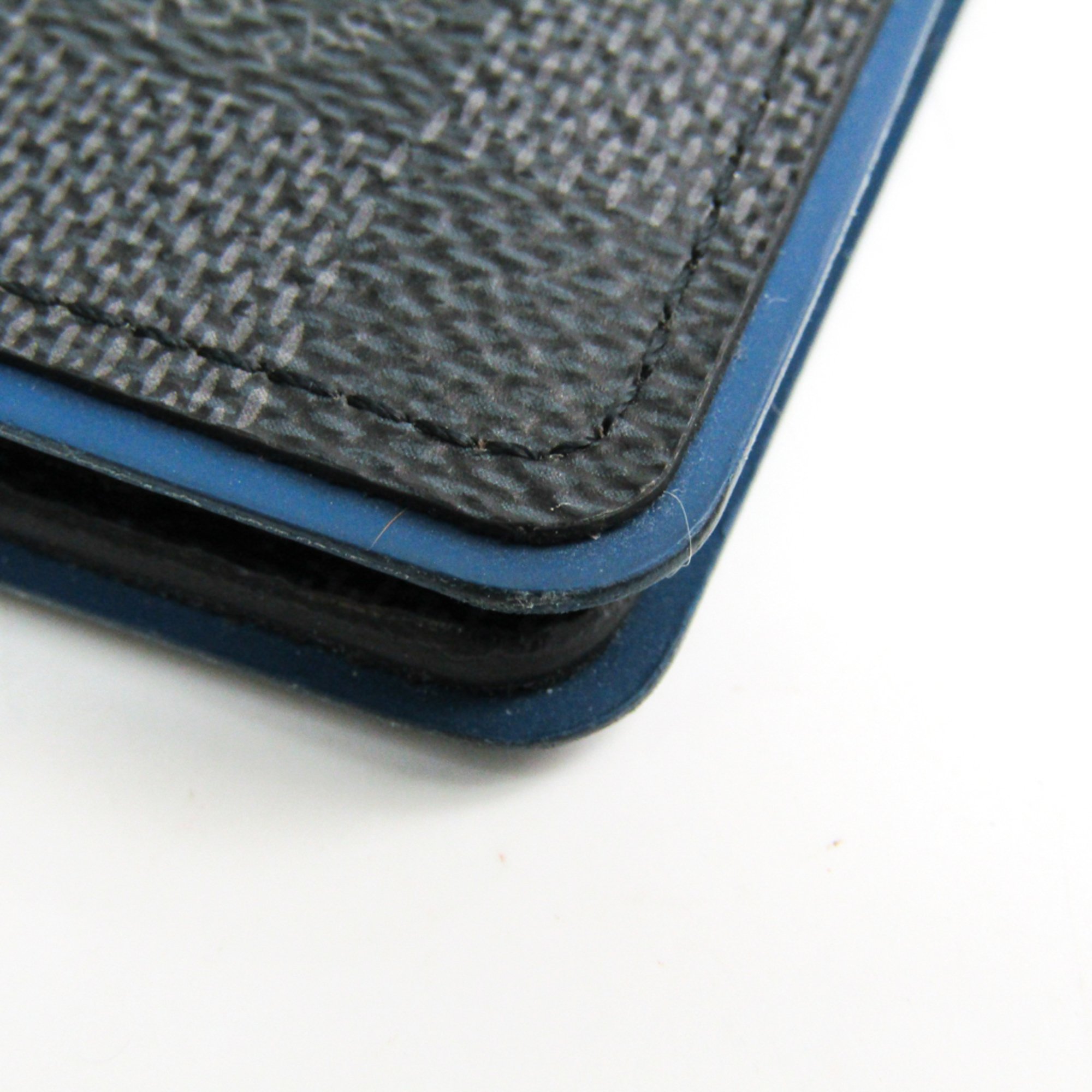 Louis Vuitton Organizer De Poche N64432 Damier Graphite Leather Card Case Blue,Damier Graphite