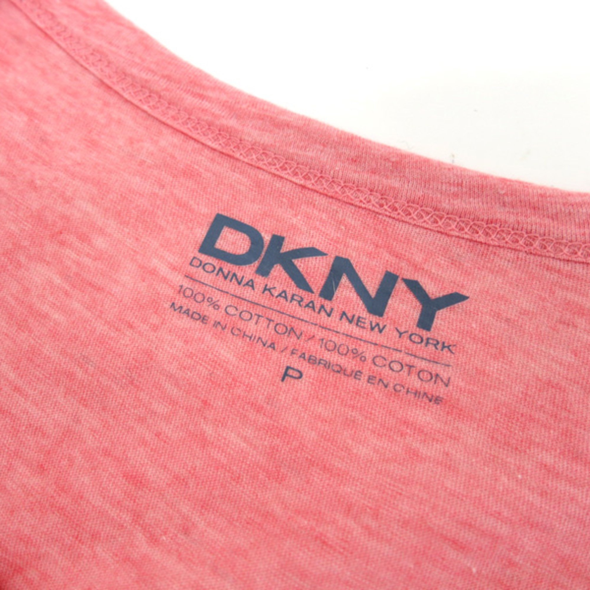 DKNY COTTON SHORT SLEEVE T-SHIRT SPANGLE FLOWER RED LADIES P