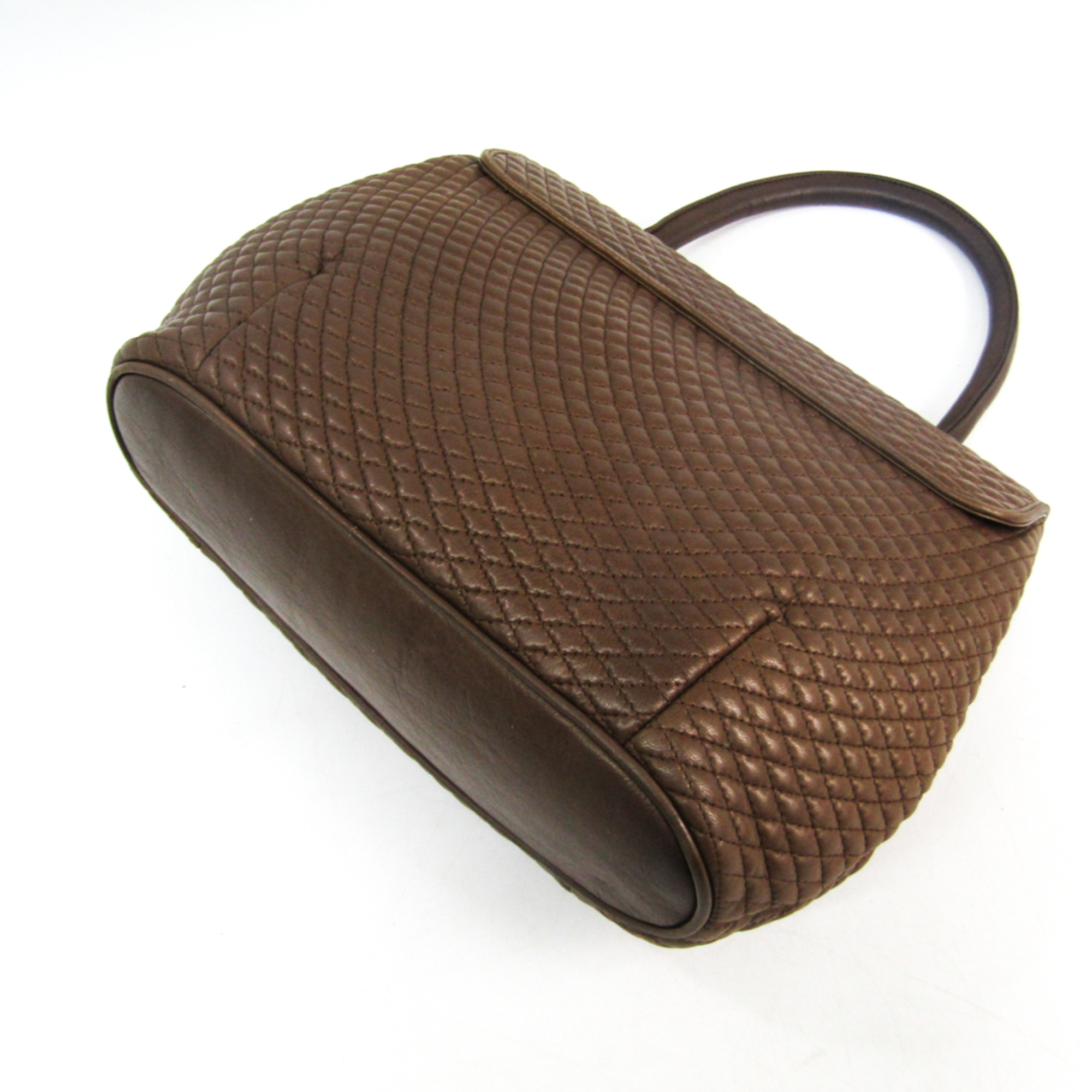Bally Quilting Stitch Leather Handbag Brown