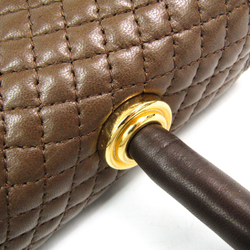 Bally Quilting Stitch Leather Handbag Brown