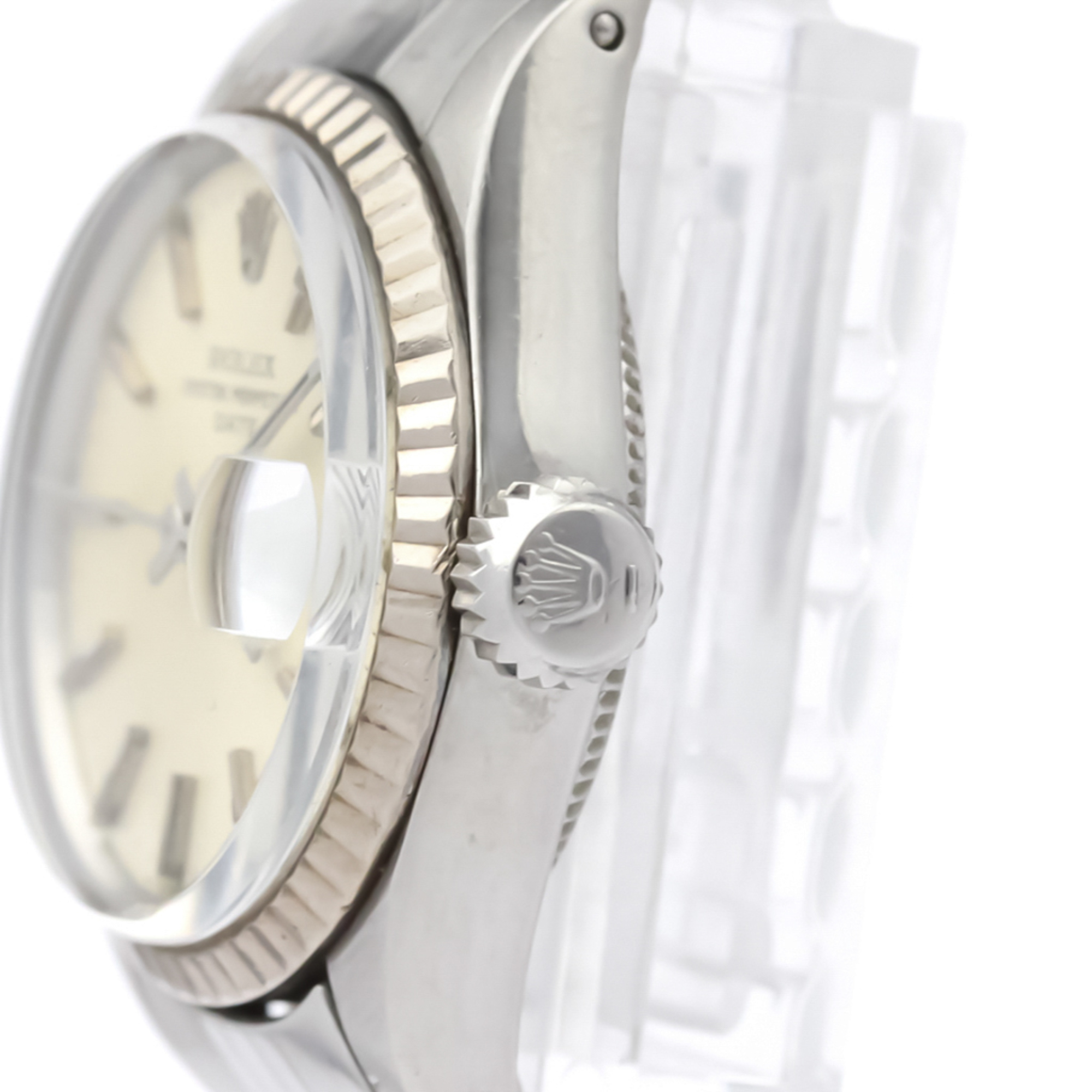 ROLEX Oyster Perpetual Date 6517 White Gold Steel Ladies Watch