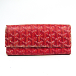 Goyard Varenne Unisex Leather,Canvas Long Wallet (bi-fold) Red