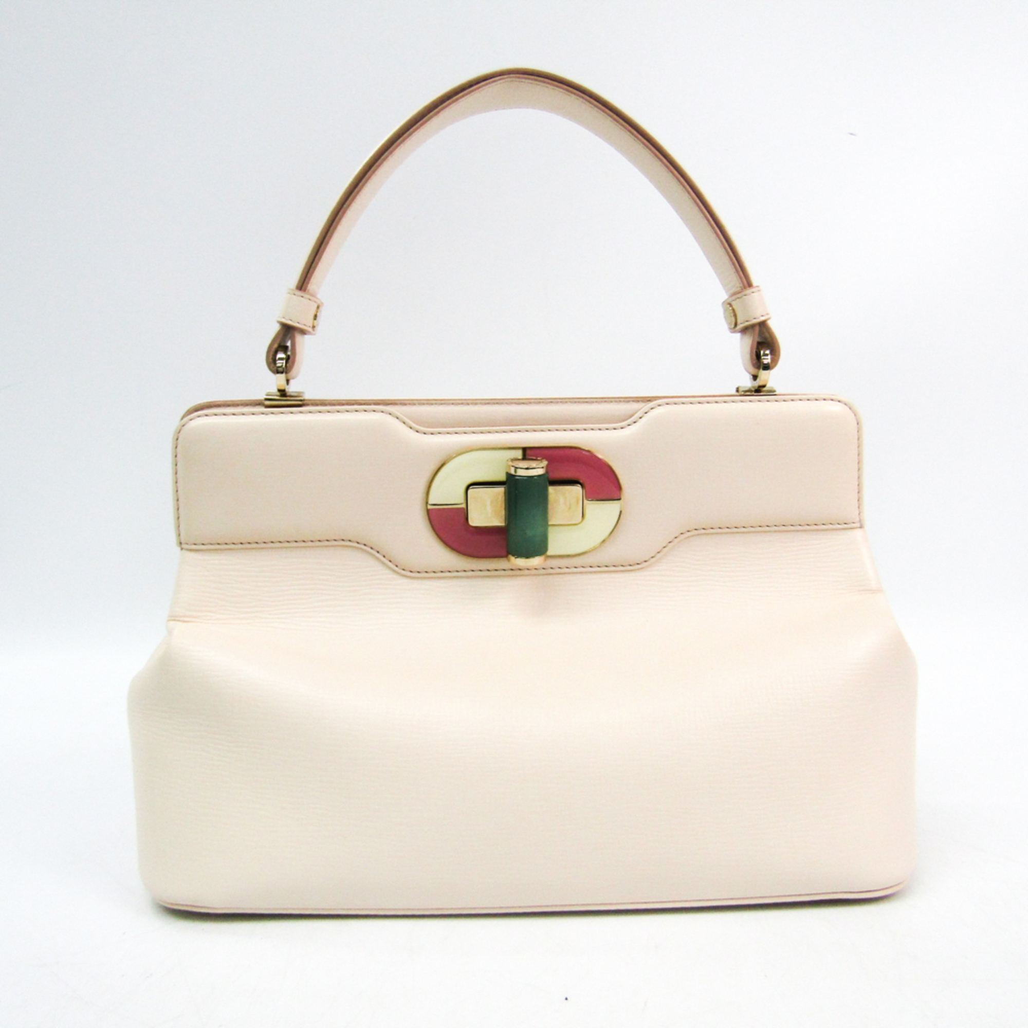 Bvlgari Isabella Rossellini 37245 Women's Leather Handbag Off-white