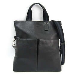 Coach Charles Foldover Tote F54759 Men's Leather,Canvas Shoulder Bag,Tote Bag Black,Navy