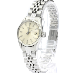 ROLEX Oyster Perpetual Date 6517 White Gold Steel Ladies Watch