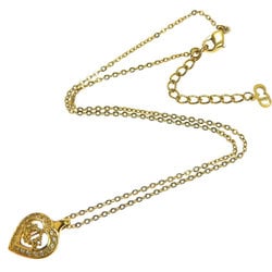 Christian Dior Christian Heart Rhinestone Necklace Pendant Top Gold 43cm 20190523
