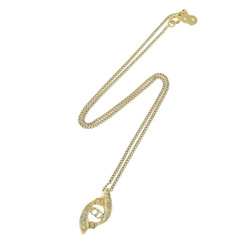 Christian Dior Vintage Rhinestone CD Pendant Top Chain Necklace 38cm Gold 20180914