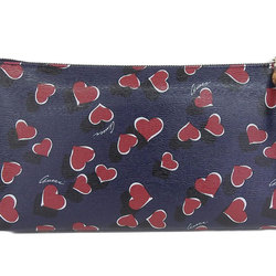 GUCCI Gucci coated leather bamboo heart pattern clutch bag second dark blue navy 20181102