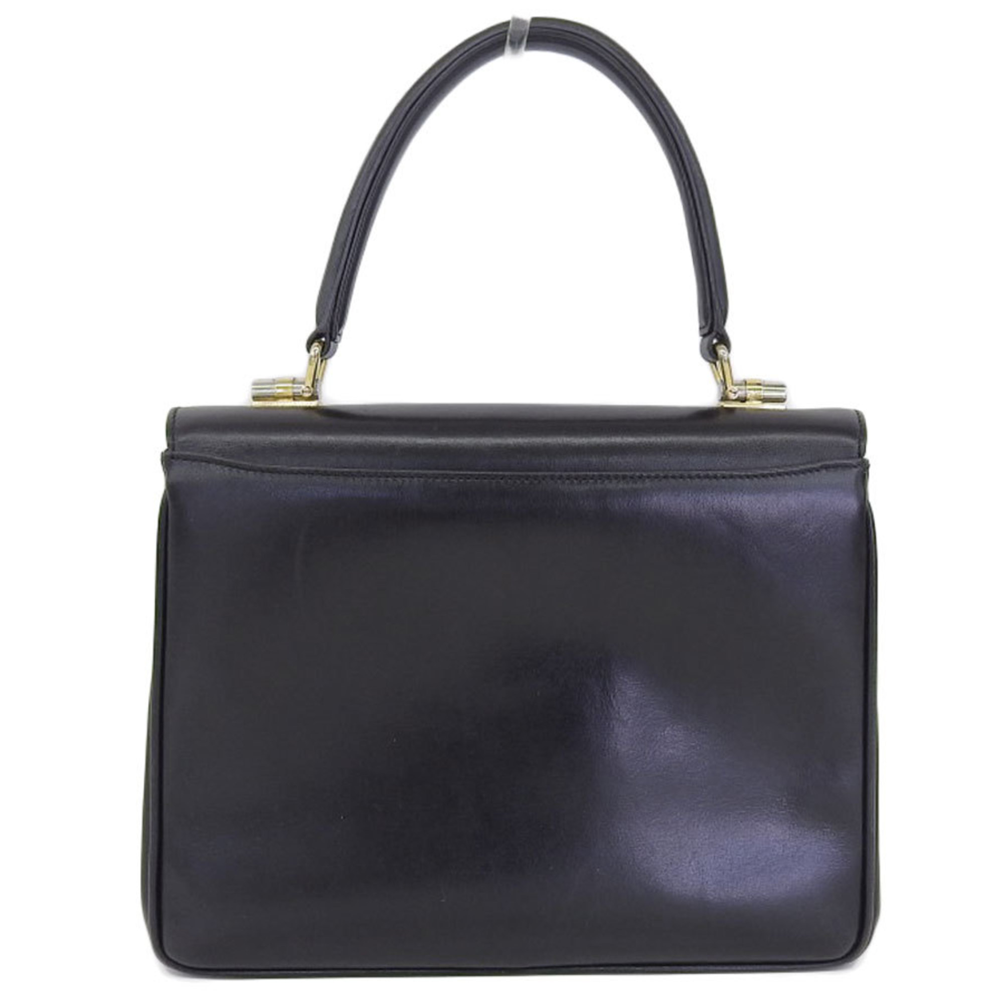 GUCCI Gucci Turn Lock Vintage Handbag Leather Black 20181026a