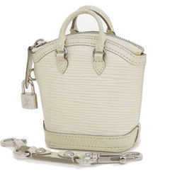 LOUISVUITTON Louis Vuitton Mini Lockit Bag Charm Epiline White Yvoire Keychain 20190222