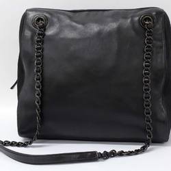 PRADA Prada logo embossed chain shoulder bag leather nylon black 20190824
