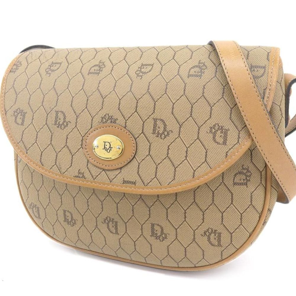 Christian Dior Vintage Shoulder Bag PVC Leather Brown | eLADY