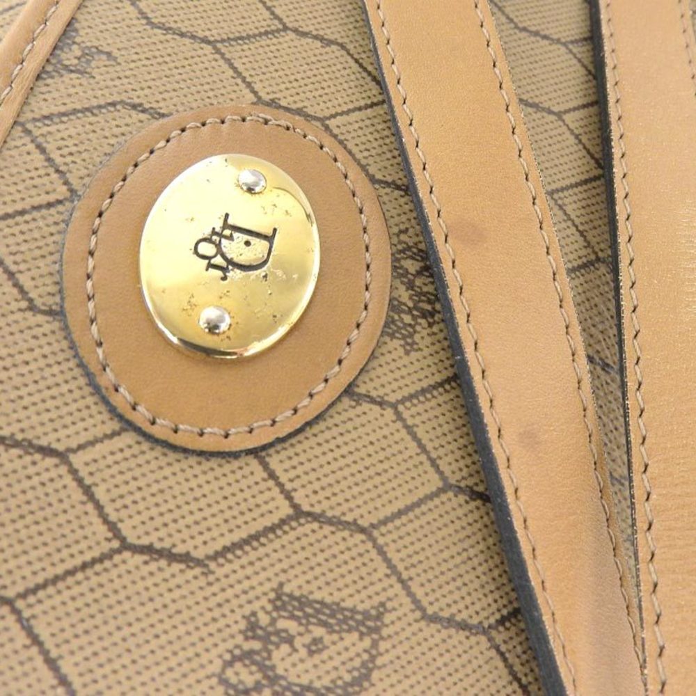 Christian Dior Vintage Logo Shoulder Bag PVC Leather Brown