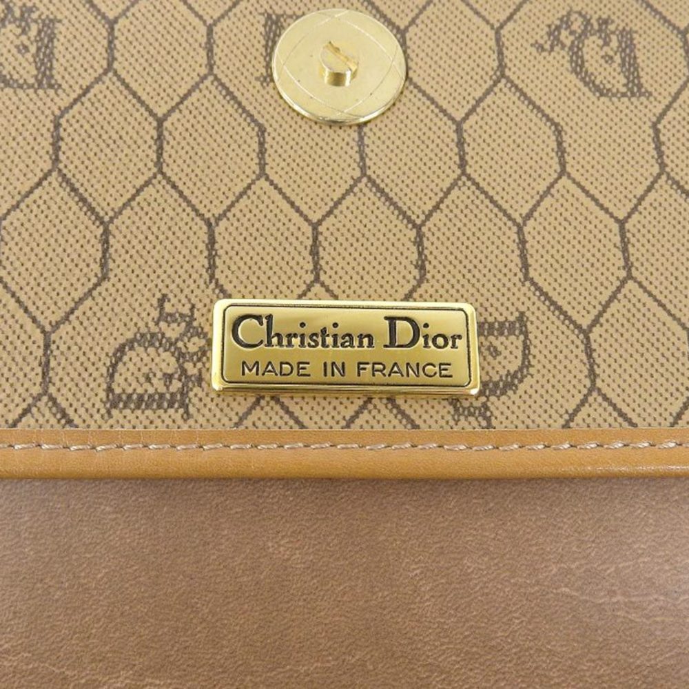 Christian Dior Vintage Logo Shoulder Bag PVC Leather Brown