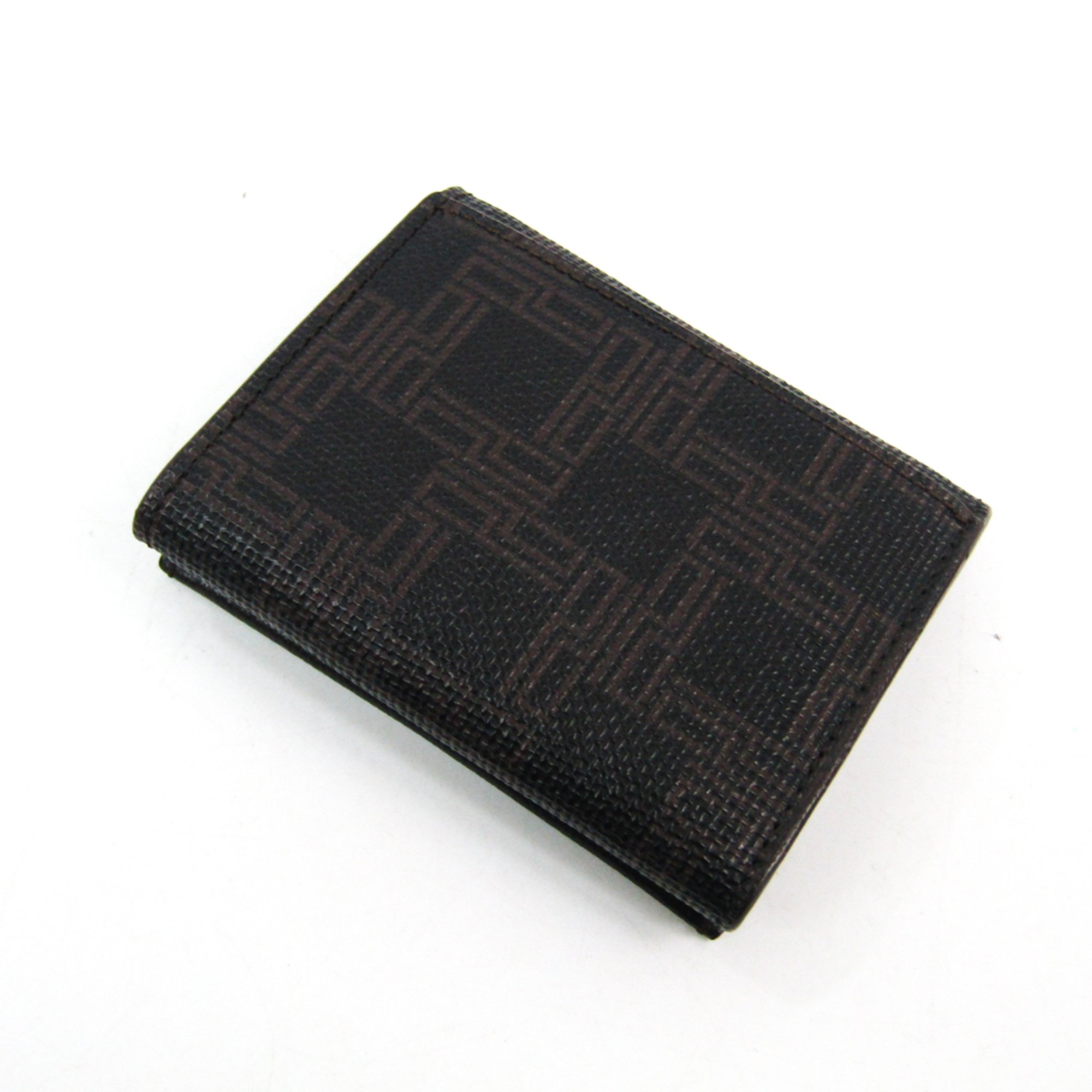 Dunhill Leather Coated Canvas Card Case Dark Brown