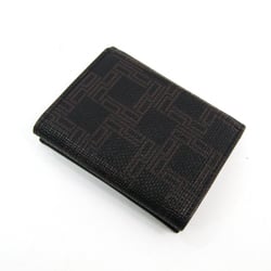 Dunhill Leather Coated Canvas Card Case Dark Brown